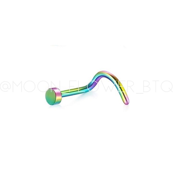 MoonFlowerBtq Jewelry - Rainbow Nail Head Hook Nose Ring